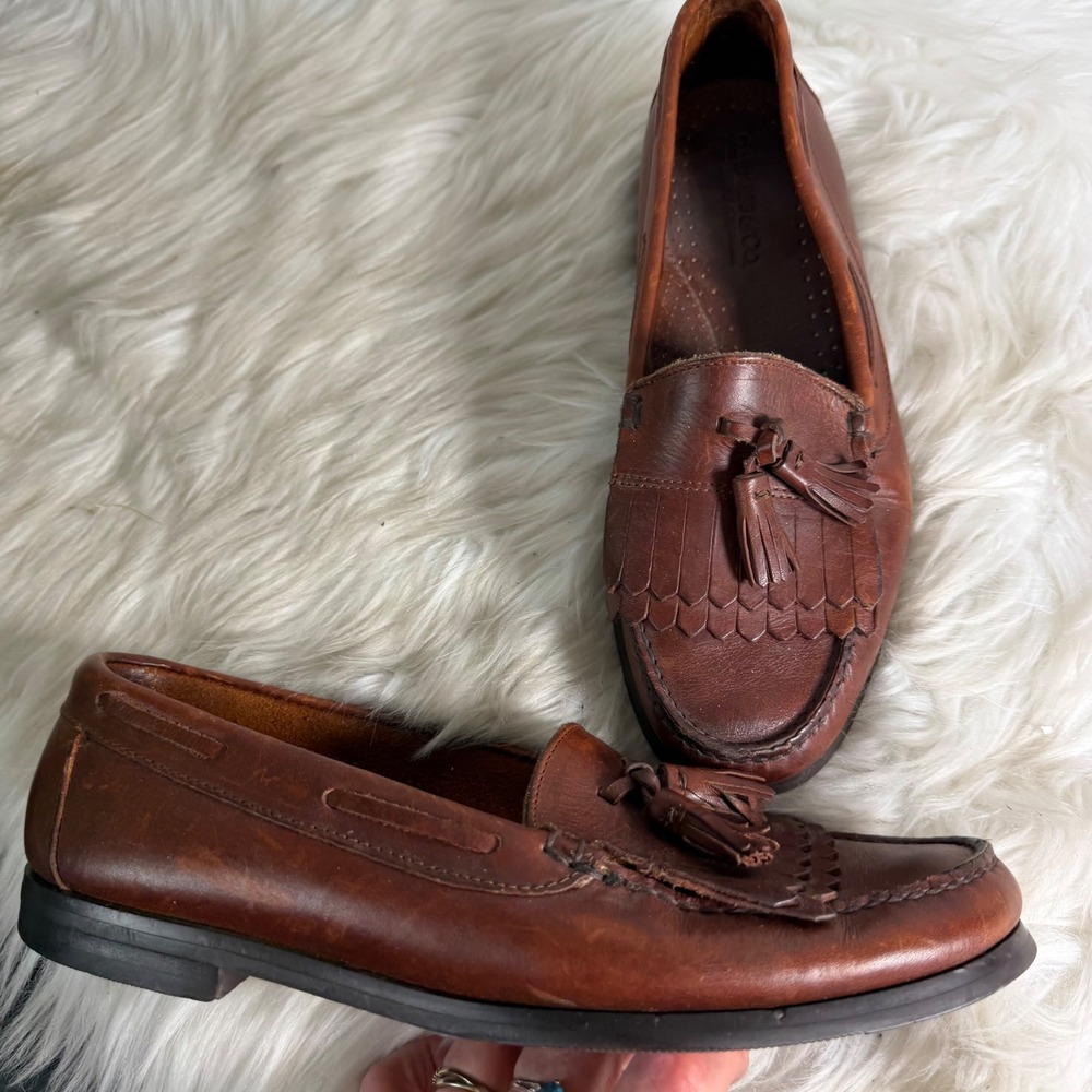 GH Bass Mens Kiltie Tassel Loafers Brown Leather Slip On‎ Shoes 9 D 101J3039